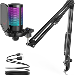 FIFINE AMPLIGAME A6TGaming PC USB Microphone, Podcast Condenser Mic with Boom Arm Microphone