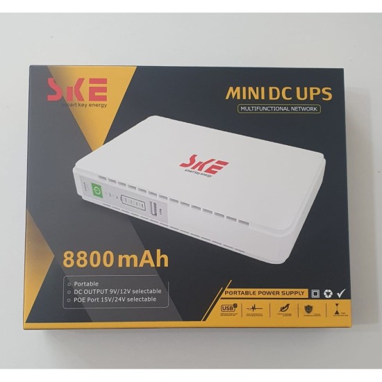 SKE PoE 430P Mini DC UPS FOR WIFI ROUTER ONU & IP CAMERA 8800MAH (17W)